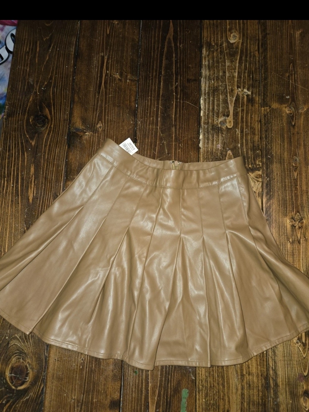 Tilly's Tan Faux Leather Circle Skirt